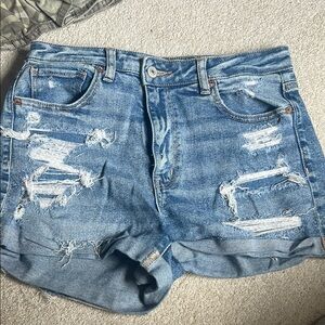 Distressed Blue Denim Shorts